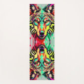 Wolf - Kleurrijke Wolf Tekening - Wolf Yoga Mat (Voorkant)