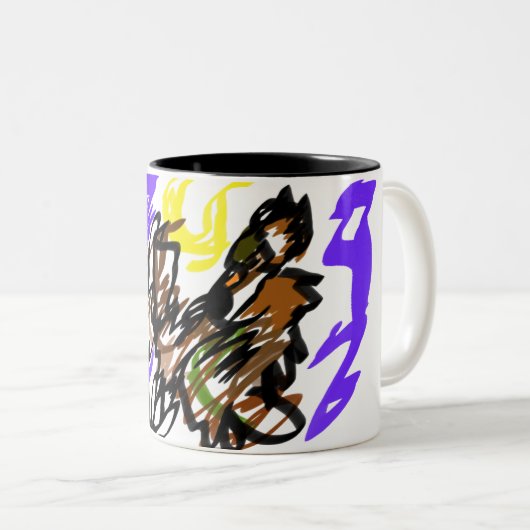 Wolf koele vreugde tweekleurige koffiemok (Voorkant rechts)