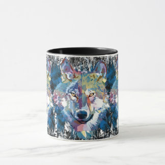 Wolf koffiemok - Retro Wolf Polygoon Mok