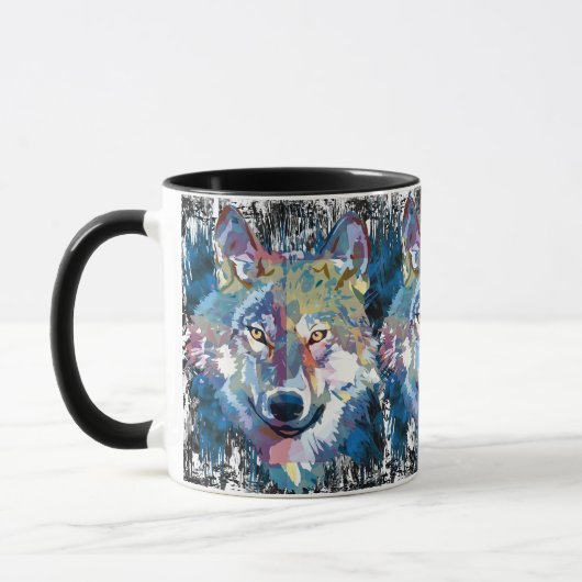 Wolf koffiemok - Retro Wolf Polygoon Mok (Links)