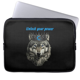 wolf koning ontketen je kracht laptop sleeve
