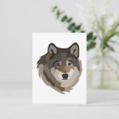 Wolf Kop Dier Grijs Wilde Wolf Briefkaart (Staand voorkant)