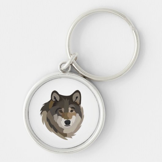 Wolf Kop Dier Grijs Wilde Wolf Sleutelhanger (Voorkant)