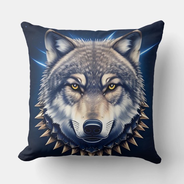 🐺 Wolf Kop Intens Creatief Wild Deco Kussen (Voorkant)