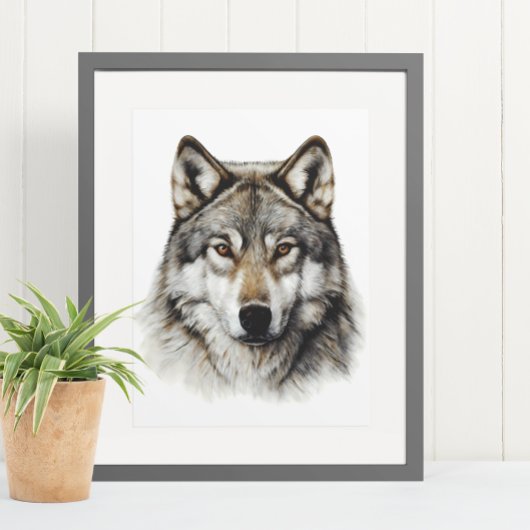Wolf Kop Portret  Poster