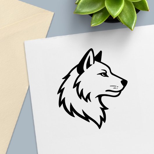 Wolf Kop Profiel Zelfinktende Stempel