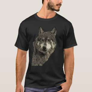 Wolf kop roofdier gezicht indruk met wild dier t-shirt