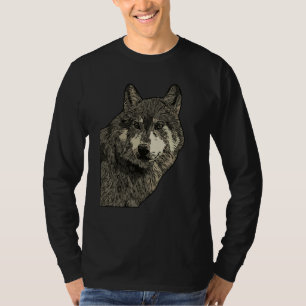 Wolf kop roofdier gezicht indruk met wild dier t-shirt