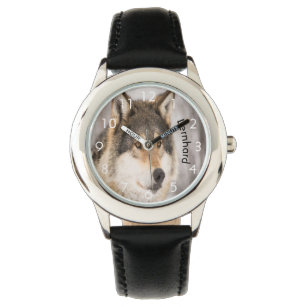 Wolf-kop wilde dieren winterbos horloge