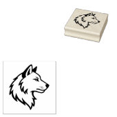 Wolf Kopprofiel Rubberstempel (Gestempeld)