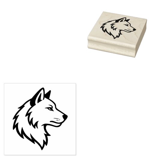 Wolf Kopprofiel Rubberstempel (Gestempeld)