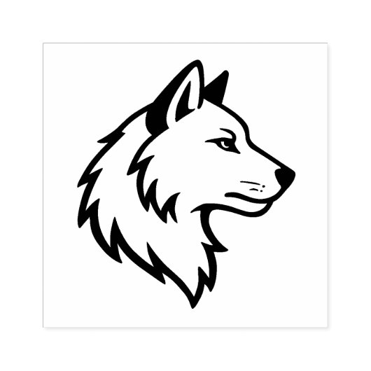 Wolf Kopprofiel Rubberstempel (Afrduk)