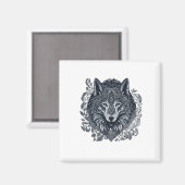 Wolf Kubisme Tribal Art Magneet (Voorkant / Achterkant)