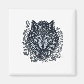 Wolf Kubisme Tribal Art Magneet (Voorkant)