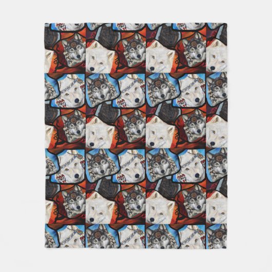 WOLF KUNST FLEECE DEKEN (Voorkant)
