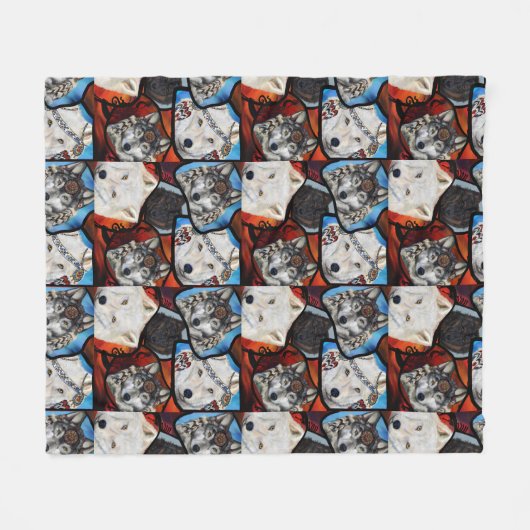 WOLF KUNST FLEECE DEKEN (Voorkant (Horizontaal))
