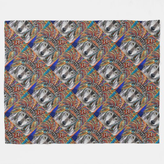 Wolf Kunst Fleece Deken (Voorkant (Horizontaal))