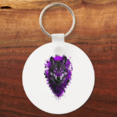 Wolf Kunst - Paarse Sticker  Sleutelhanger (Voorkant)
