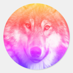 Wolf kunst ronde sticker