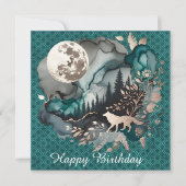 Wolf Landscape & Moon Happy Birthday Mannen (Voorkant)
