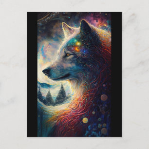 Wolf Landscape Surreal Fantasy Briefkaart