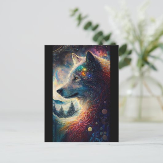 Wolf Landscape Surreal Fantasy Briefkaart (Staand voorkant)