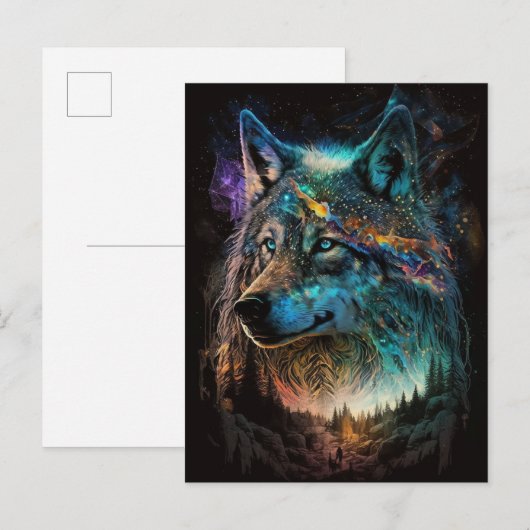 Wolf Landscape Surreal Fantasy Briefkaart (Voorkant / Achterkant)