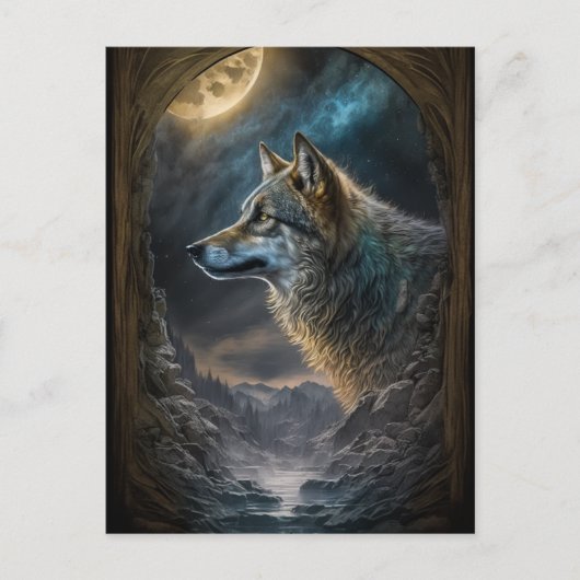 Wolf Landscape Surreal Fantasy Briefkaart (Voorkant)