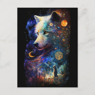 Wolf Landscape Surreal Fantasy Briefkaart