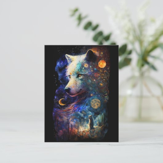 Wolf Landscape Surreal Fantasy Briefkaart (Staand voorkant)