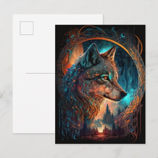 Wolf Landscape Surreal Fantasy Briefkaart (Voorkant / Achterkant)