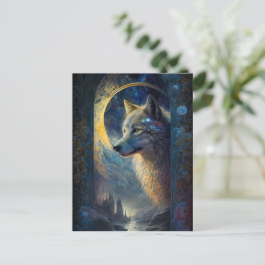 Wolf Landscape Surreal Fantasy Briefkaart (Staand voorkant)