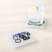 Wolf latte Halloween fun Glazen Onderzetter (Schuin)