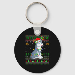 Wolf lelijke kersttrui Holiday Santa Schattig Xm Sleutelhanger