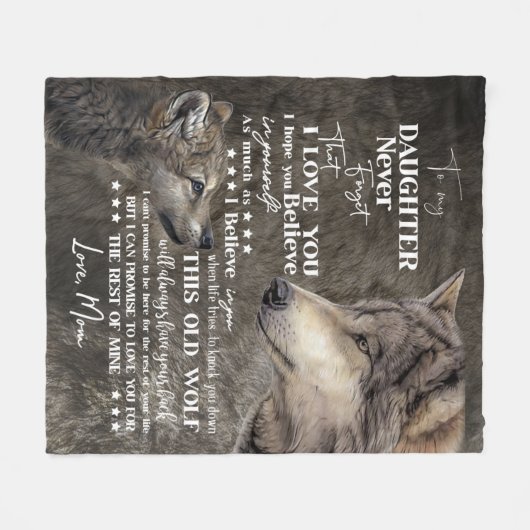 Wolf Letter | Aangepaste brief aan mijn dochter Fleece Deken (Voorkant (Horizontaal))