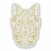 Wolf-like head art in gold sticker (Voorkant)
