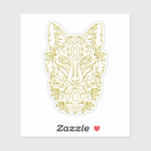 Wolf-like head art in gold sticker (Vel)