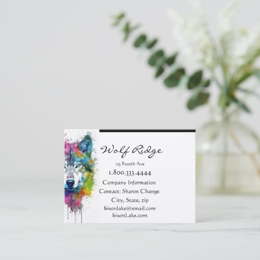 Wolf Logo Wolven Natuur Custom Visitekaartje (Staand voorkant)