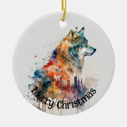Wolf Logo Wolven Natuur Custom Visitekaartje Keramisch Ornament (Voorkant)
