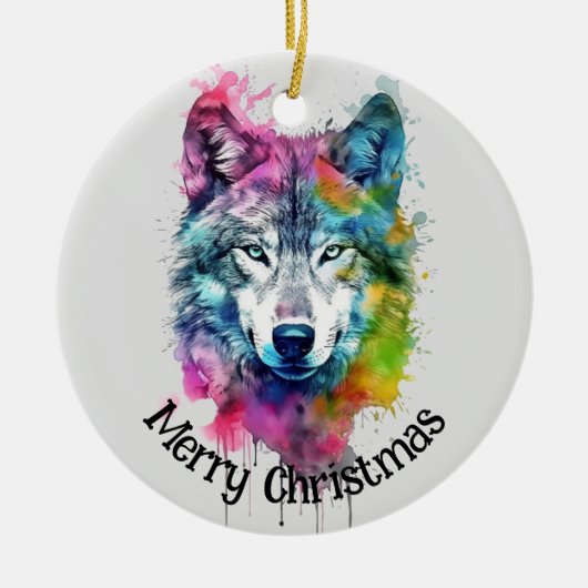 Wolf Logo Wolven Natuur Custom Visitekaartje Keramisch Ornament (Voorkant)