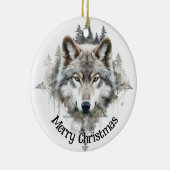 Wolf Logo Wolven Natuur Custom Visitekaartje Keramisch Ornament (Rechts)