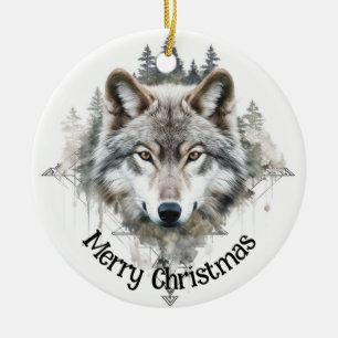 Wolf Logo Wolven Natuur Custom Visitekaartje Keramisch Ornament