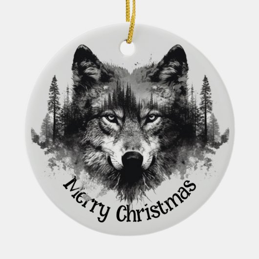 Wolf Logo Wolven Natuur Custom Visitekaartje Keramisch Ornament (Voorkant)