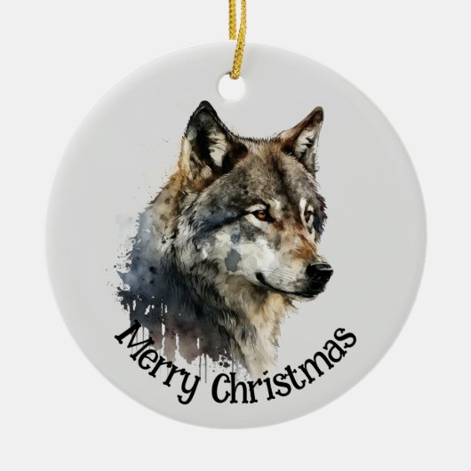Wolf Logo Wolven Natuur Custom Visitekaartje Keramisch Ornament (Voorkant)