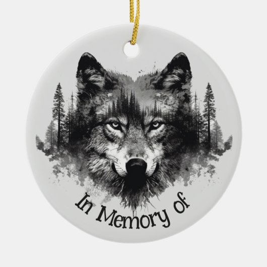 Wolf Logo Wolven Natuur Custom Visitekaartje Keramisch Ornament (Voorkant)