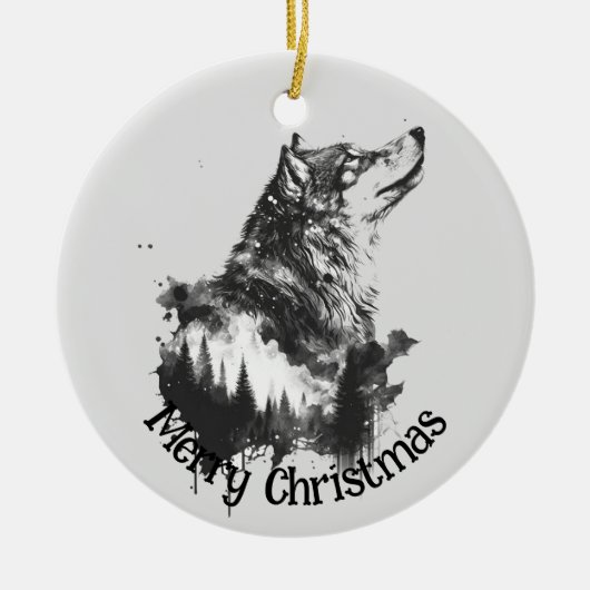 Wolf Logo Wolven Natuur Custom Visitekaartje Keramisch Ornament (Voorkant)