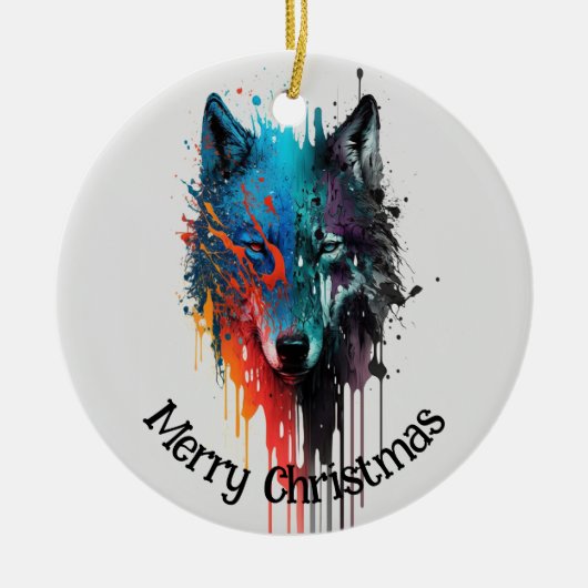 Wolf Logo Wolven Natuur Custom Visitekaartje Keramisch Ornament (Voorkant)