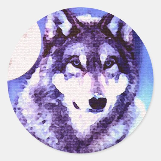 Wolf Look - Eenzame Wolf Ronde Sticker (Voorkant)