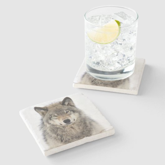 Wolf Love Stenen Onderzetter (Zijkant)