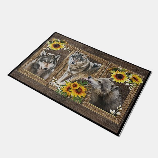 Wolf Lover Gift, Wolf Doormat, Sunflower Quotes Ma Deurmat (Schuin)